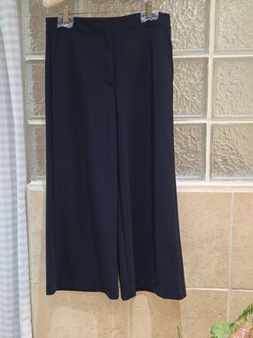 Theory Nocturne Navy Blue Clean Terena KC Precision Ponte Wide-Leg Trousers